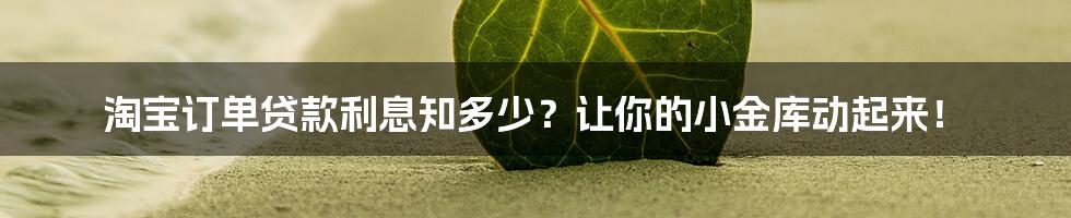 淘宝订单贷款利息知多少?让你的小金库动起来!