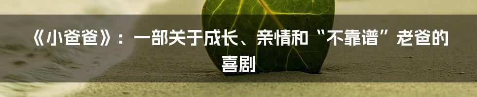《小爸爸》:一部关于成长、亲情和“不靠谱”老爸的喜剧