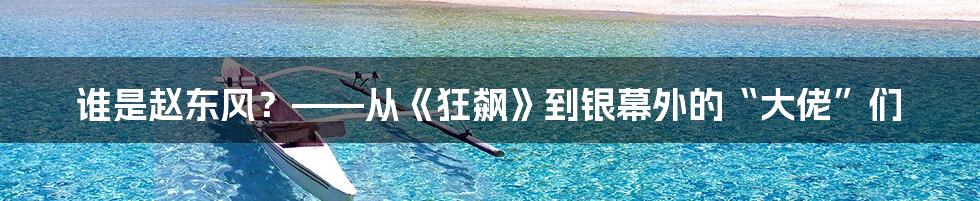 谁是赵东风？——从《狂飙》到银幕外的“大佬”们