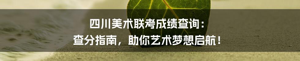 四川美术联考成绩查询: 查分指南,助你艺术梦想启航!
