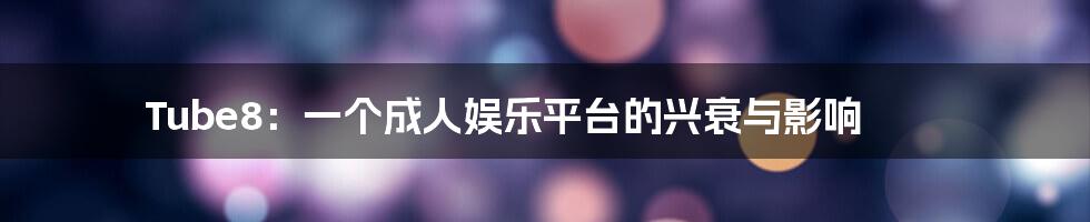 Tube8：一个成人娱乐平台的兴衰与影响