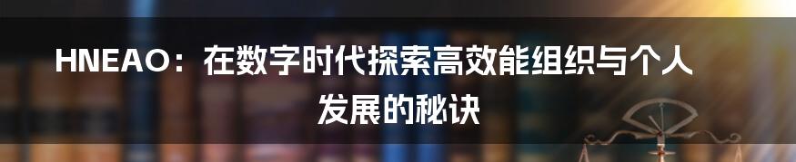 HNEAO：在数字时代探索高效能组织与个人发展的秘诀