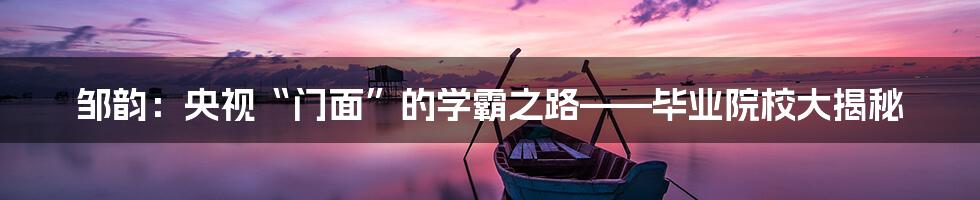 邹韵：央视“门面”的学霸之路——毕业院校大揭秘