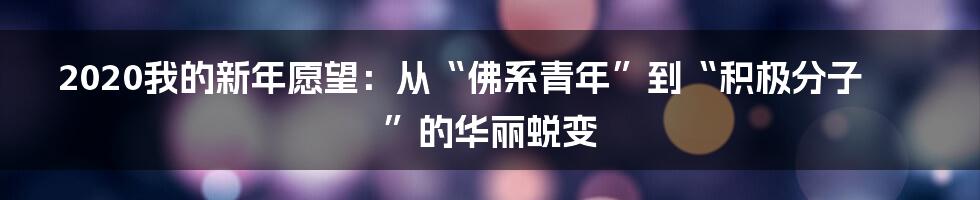 2020我的新年愿望:从“佛系青年”到“积极分子”的华丽蜕变