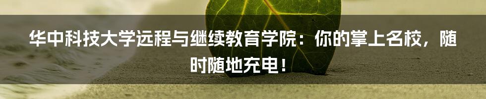 华中科技大学远程与继续教育学院:你的掌上名校,随时随地充电!