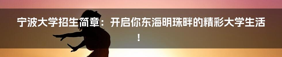 宁波大学招生简章:开启你东海明珠畔的精彩大学生活!