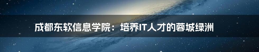 成都东软信息学院：培养IT人才的蓉城绿洲
