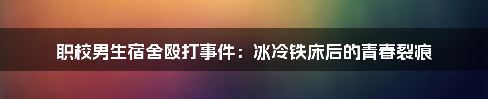 职校男生宿舍殴打事件：冰冷铁床后的青春裂痕