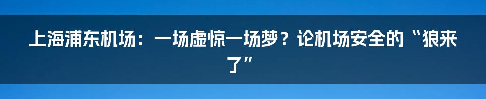 上海浦东机场:一场虚惊一场梦?论机场安全的“狼来了”