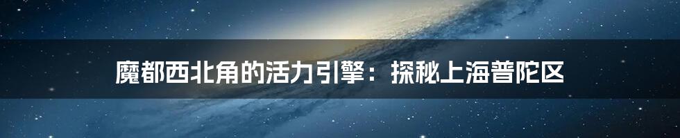 魔都西北角的活力引擎:探秘上海普陀区