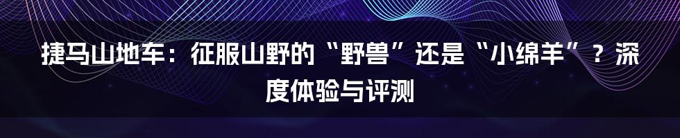 捷马山地车:征服山野的“野兽”还是“小绵羊”?深度体验与评测