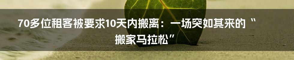 70多位租客被要求10天内搬离:一场突如其来的“搬家马拉松”