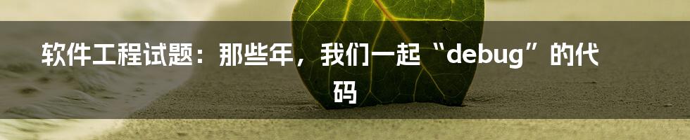 软件工程试题:那些年,我们一起“debug”的代码