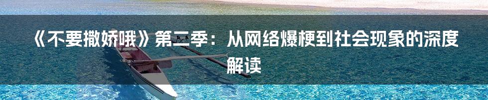 《不要撒娇哦》第二季：从网络爆梗到社会现象的深度解读