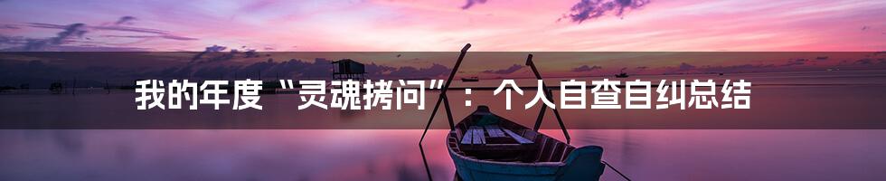 我的年度“灵魂拷问”:个人自查自纠总结