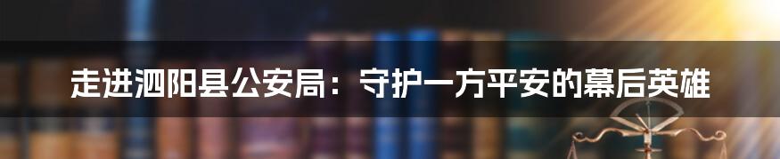 走进泗阳县公安局：守护一方平安的幕后英雄