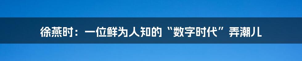 徐燕时：一位鲜为人知的“数字时代”弄潮儿
