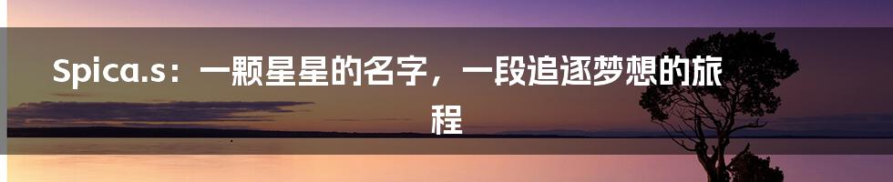 Spica.s：一颗星星的名字，一段追逐梦想的旅程