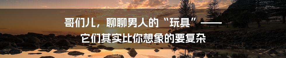 哥们儿,聊聊男人的“玩具”—— 它们其实比你想象的要复杂