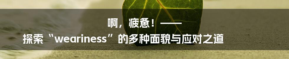 啊，疲惫！—— 探索“weariness”的多种面貌与应对之道