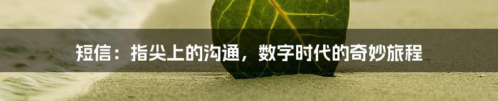 短信:指尖上的沟通,数字时代的奇妙旅程
