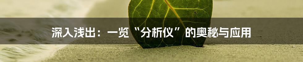 深入浅出:一览“分析仪”的奥秘与应用