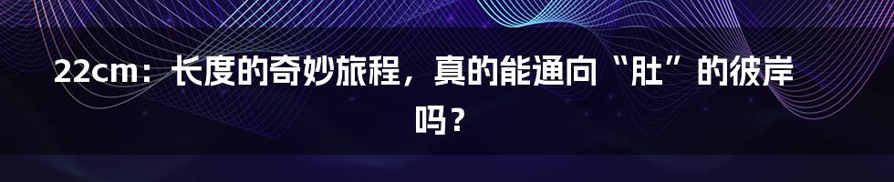 22cm：长度的奇妙旅程，真的能通向“肚”的彼岸吗？