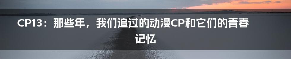 CP13：那些年，我们追过的动漫CP和它们的青春记忆