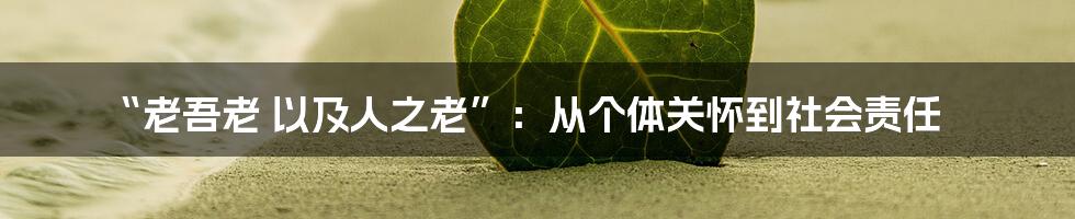 “老吾老 以及人之老”:从个体关怀到社会责任