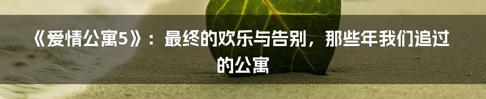 《爱情公寓5》：最终的欢乐与告别，那些年我们追过的公寓