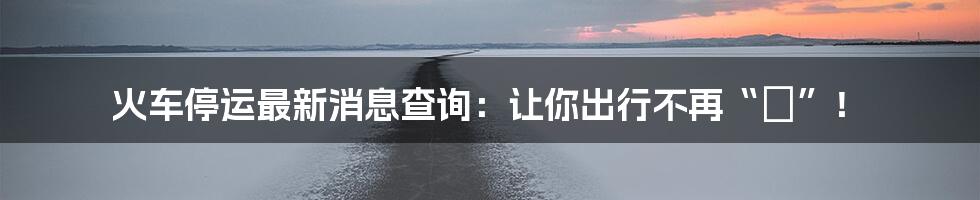 火车停运最新消息查询:让你出行不再“囧”!