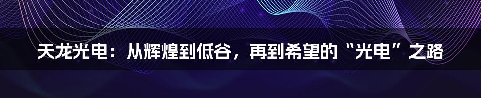天龙光电：从辉煌到低谷，再到希望的“光电”之路