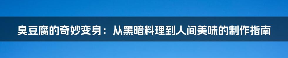 臭豆腐的奇妙变身:从黑暗料理到人间美味的制作指南