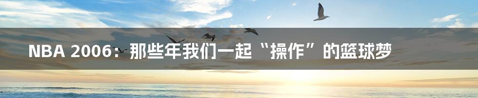 NBA 2006：那些年我们一起“操作”的篮球梦