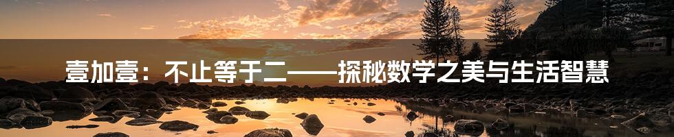 壹加壹:不止等于二——探秘数学之美与生活智慧
