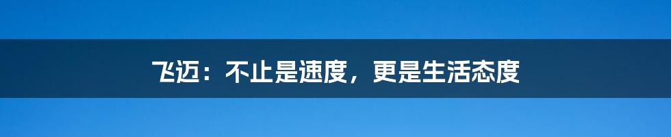 飞迈:不止是速度,更是生活态度