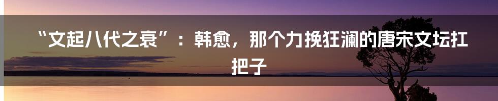 “文起八代之衰”:韩愈,那个力挽狂澜的唐宋文坛扛把子