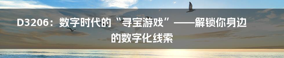 D3206:数字时代的“寻宝游戏”——解锁你身边的数字化线索