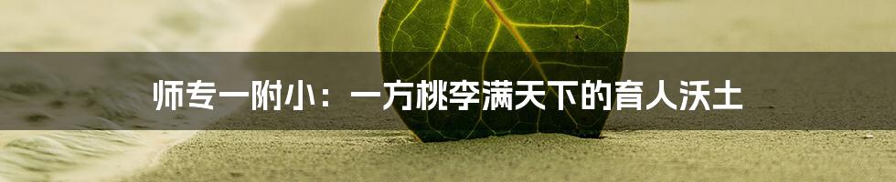 师专一附小:一方桃李满天下的育人沃土