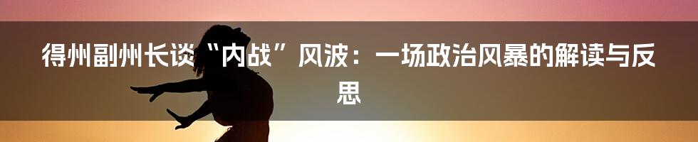 得州副州长谈“内战”风波:一场政治风暴的解读与反思