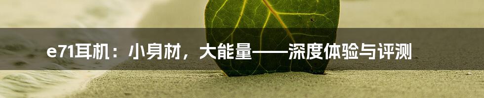 e71耳机：小身材，大能量——深度体验与评测