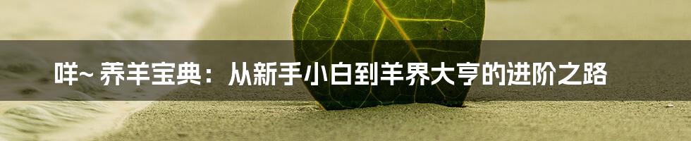 咩~ 养羊宝典:从新手小白到羊界大亨的进阶之路