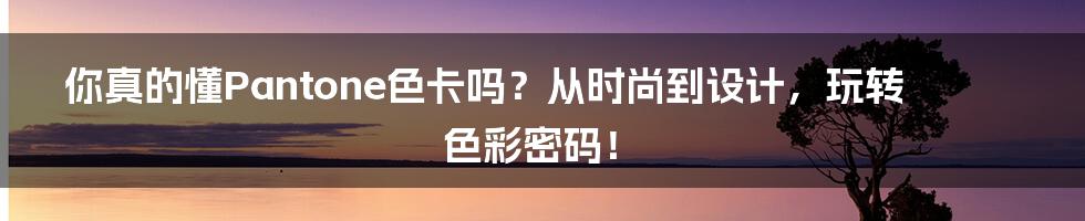 你真的懂Pantone色卡吗?从时尚到设计,玩转色彩密码!