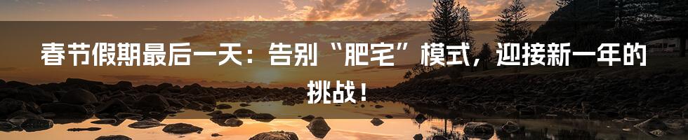 春节假期最后一天:告别“肥宅”模式,迎接新一年的挑战!