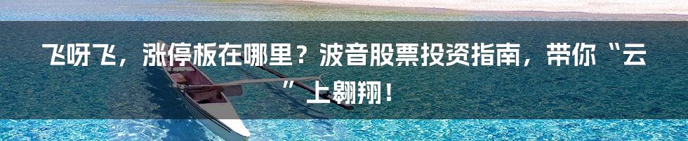飞呀飞,涨停板在哪里?波音股票投资指南,带你“云”上翱翔!