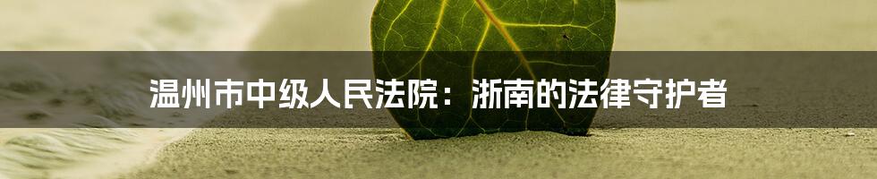 温州市中级人民法院:浙南的法律守护者