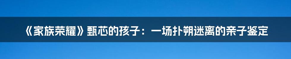 《家族荣耀》甄芯的孩子：一场扑朔迷离的亲子鉴定