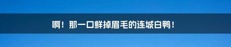 啊！那一口鲜掉眉毛的连城白鸭！