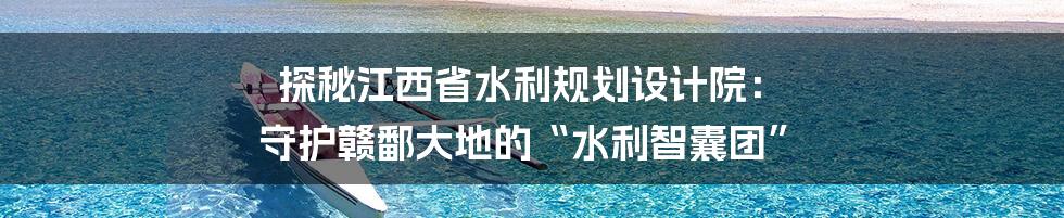 探秘江西省水利规划设计院： 守护赣鄱大地的“水利智囊团”