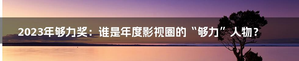 2023年够力奖：谁是年度影视圈的“够力”人物？